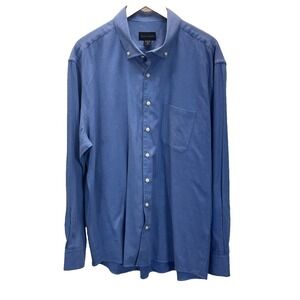 Scott Barber‎ Shirt Men's XXL Blue Flannel Button Down Casual Luxury Tencel